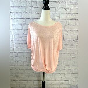 Jeans by‎ Buffalo Pink Rhinestone/Studded Lightweight Top, Size M Pre-Owned
